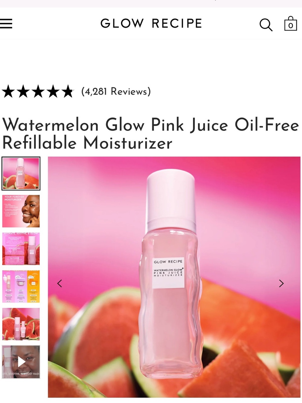Glow Recipe Pink Refillable Watermelon Moisturizer